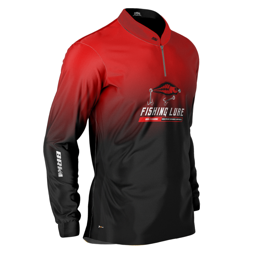 Camisa de Pesca Brk Fly Fishing Lure Red Black com Proteção Uv50+ - Tamanho: GG