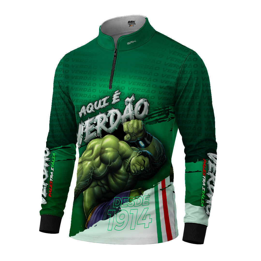 Camisa de Pesca Brk Verdao Mascote Hulk com Proteção Uv50+ - Tamanho: G