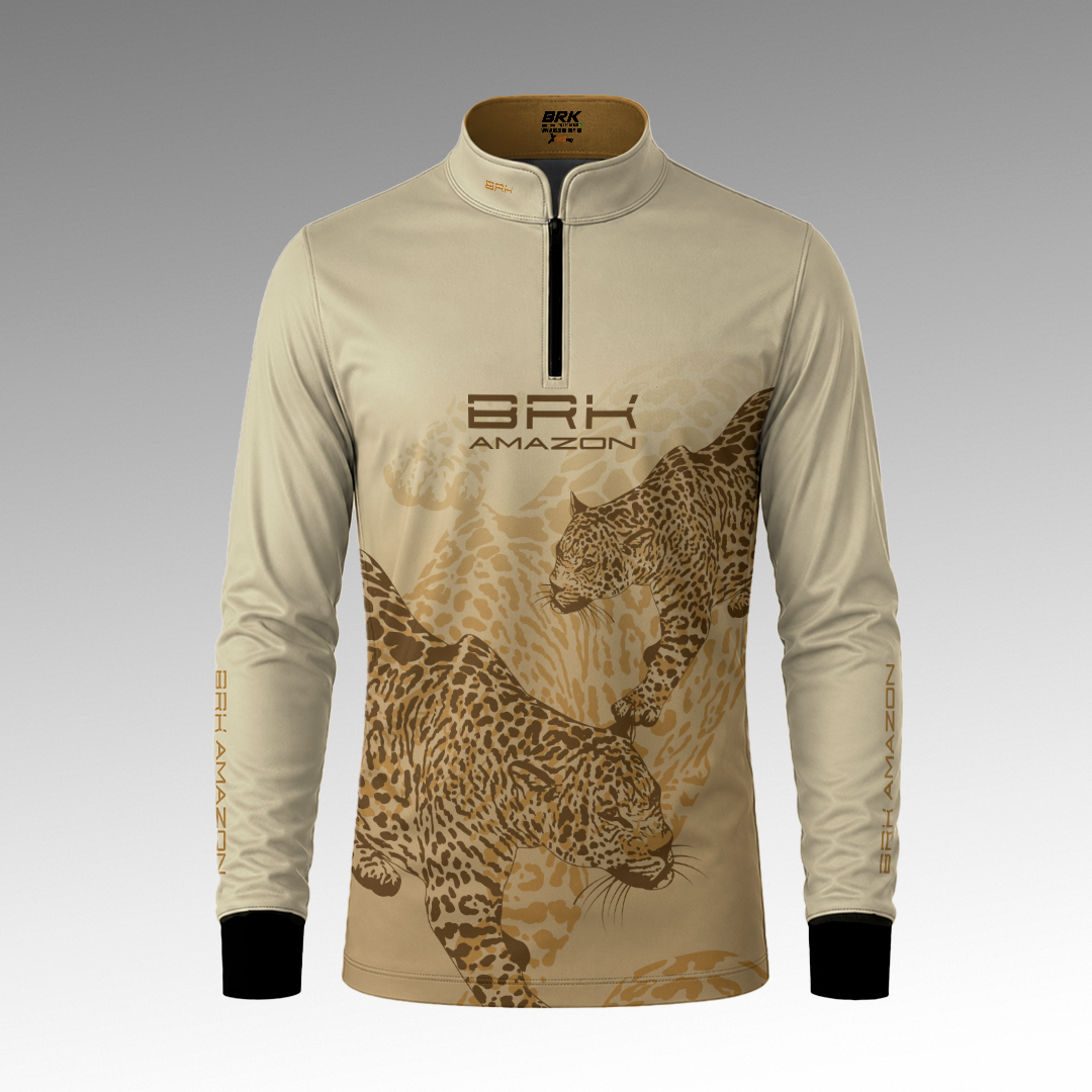 Camisa de Pesca Brk Amazon Onca Bege com Proteção Uv50+ - Tamanho: M