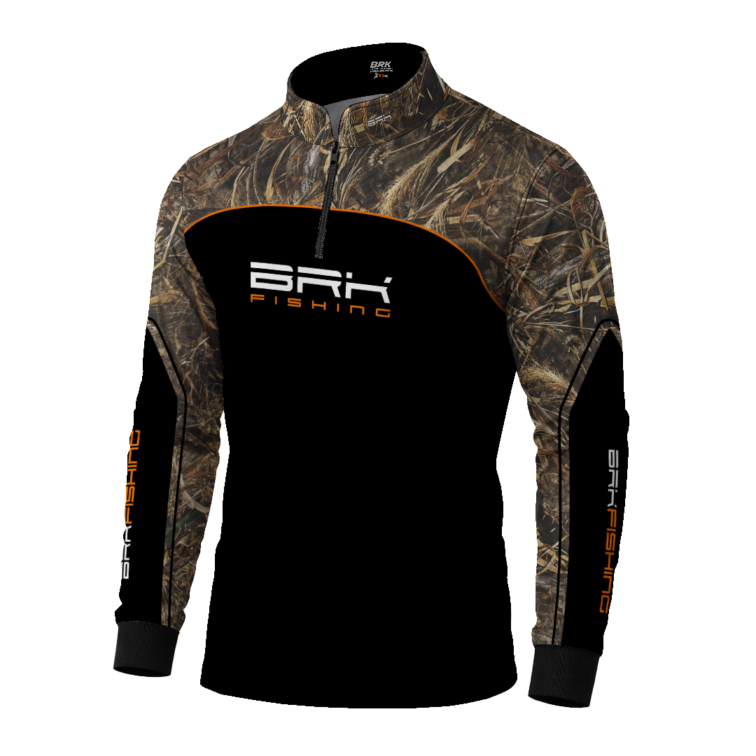 Camisa de Pesca Brk Preta Real Tree com Proteção Uv50+ - Tamanho: GG