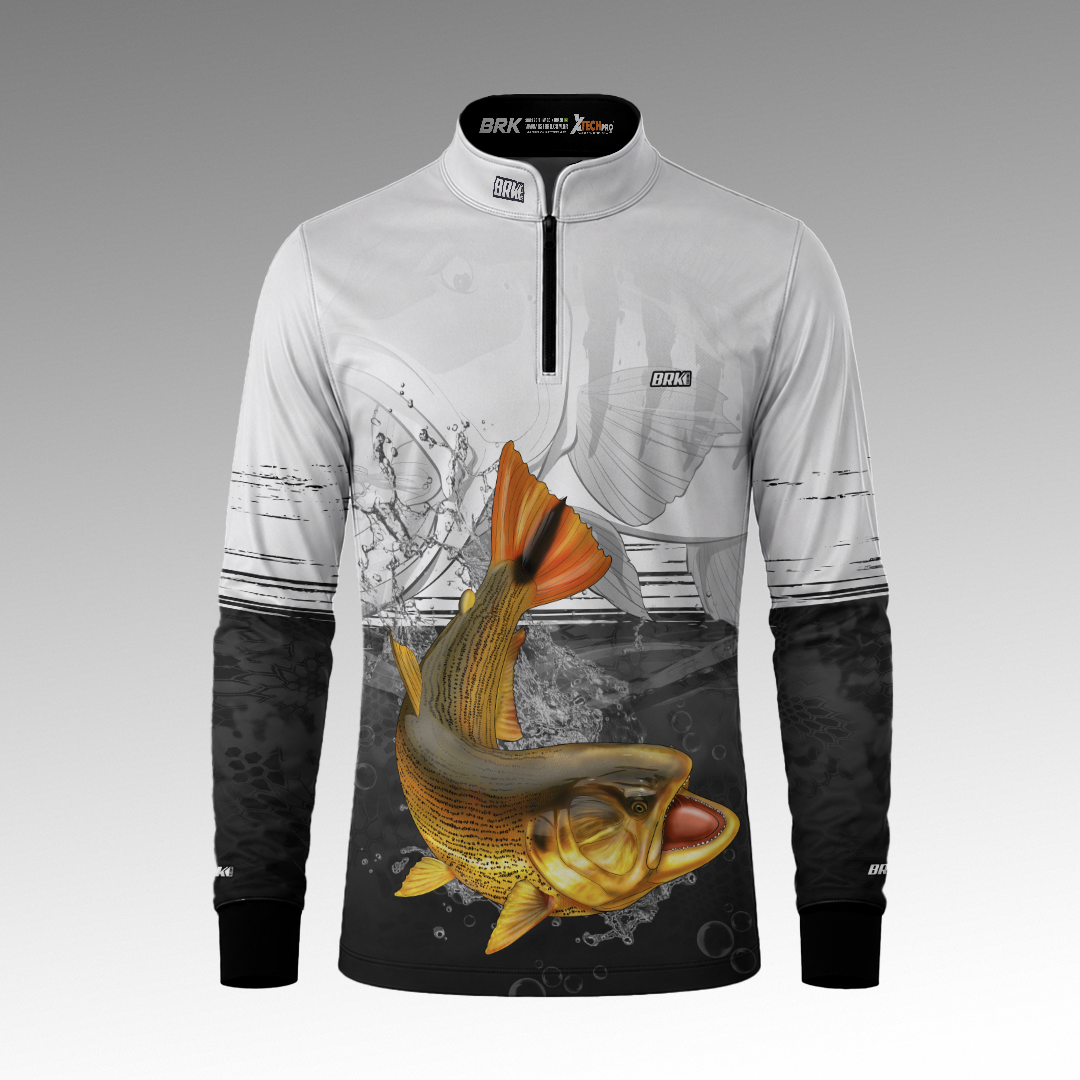 Camisa de Pesca Brk Dourado com Proteção Uv50+ - Tamanho: G