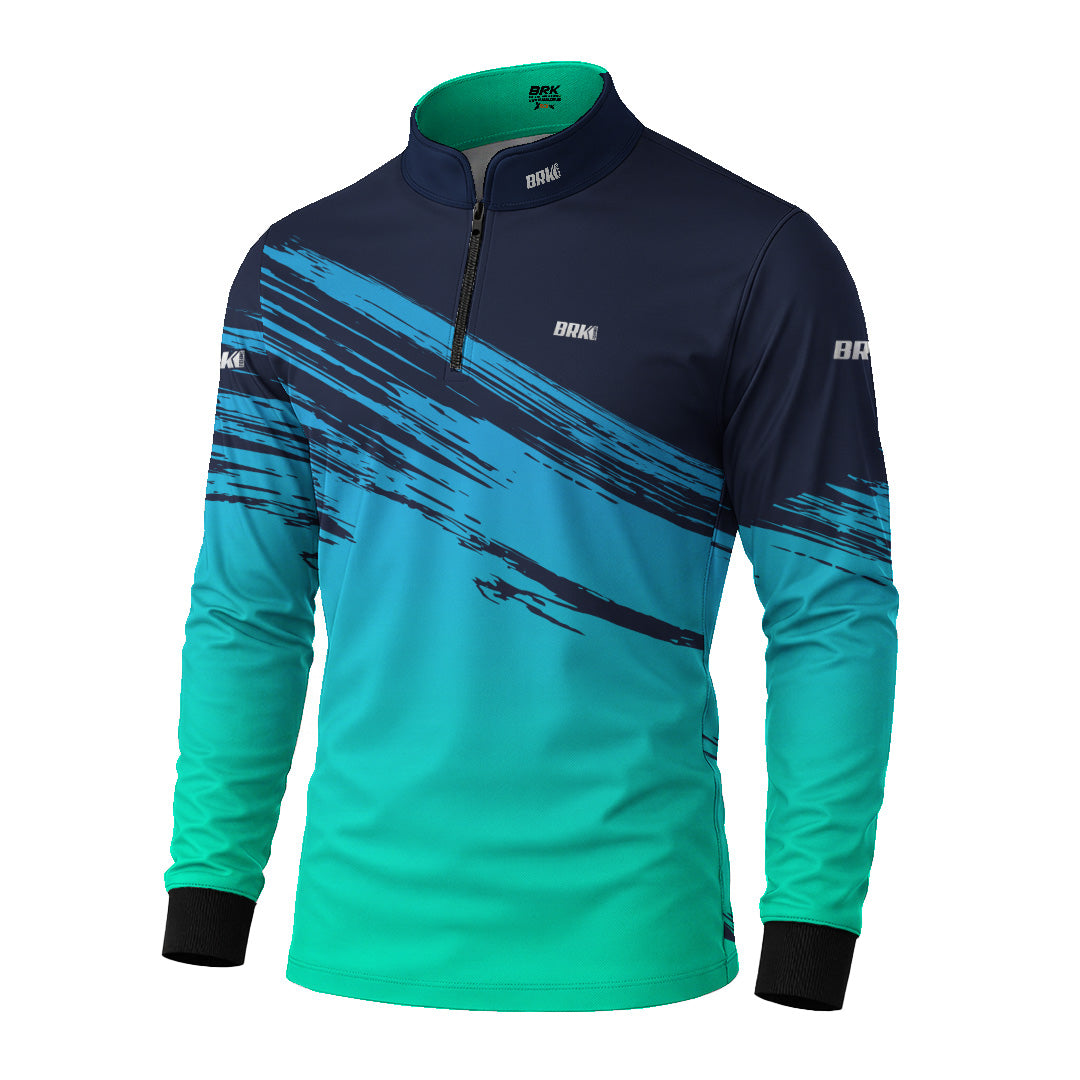 Camisa de Pesca Masculina Brk Blue Jet com Proteção Uv50+ - Tamanho: M
