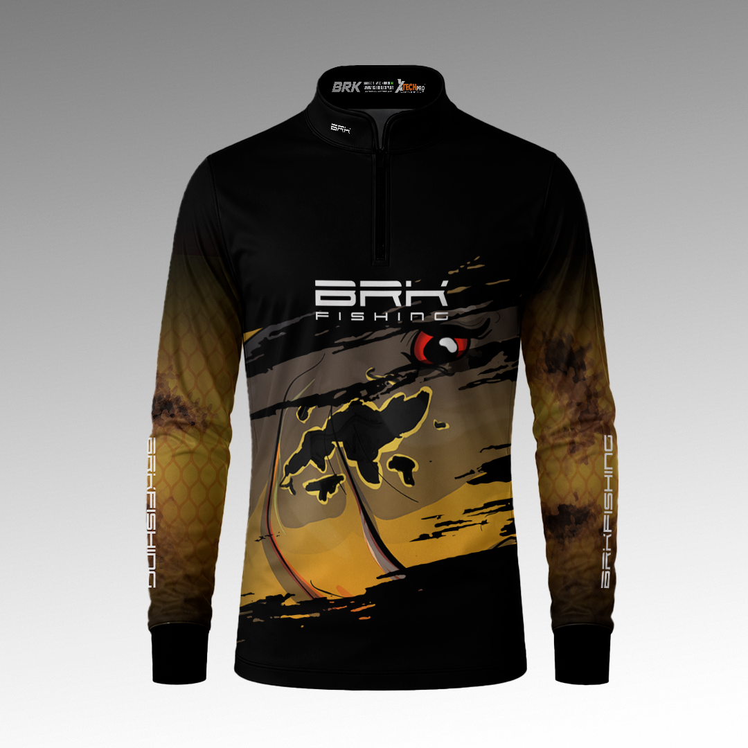 Camisa de Pesca Preta Brk Tucunare Açu com Proteção Uv50+ - Tamanho: P