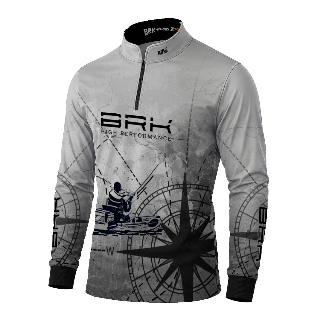 Camisa de Pesca Brk Caiaque Cinza com Proteção Uv50+ - Tamanho: GG