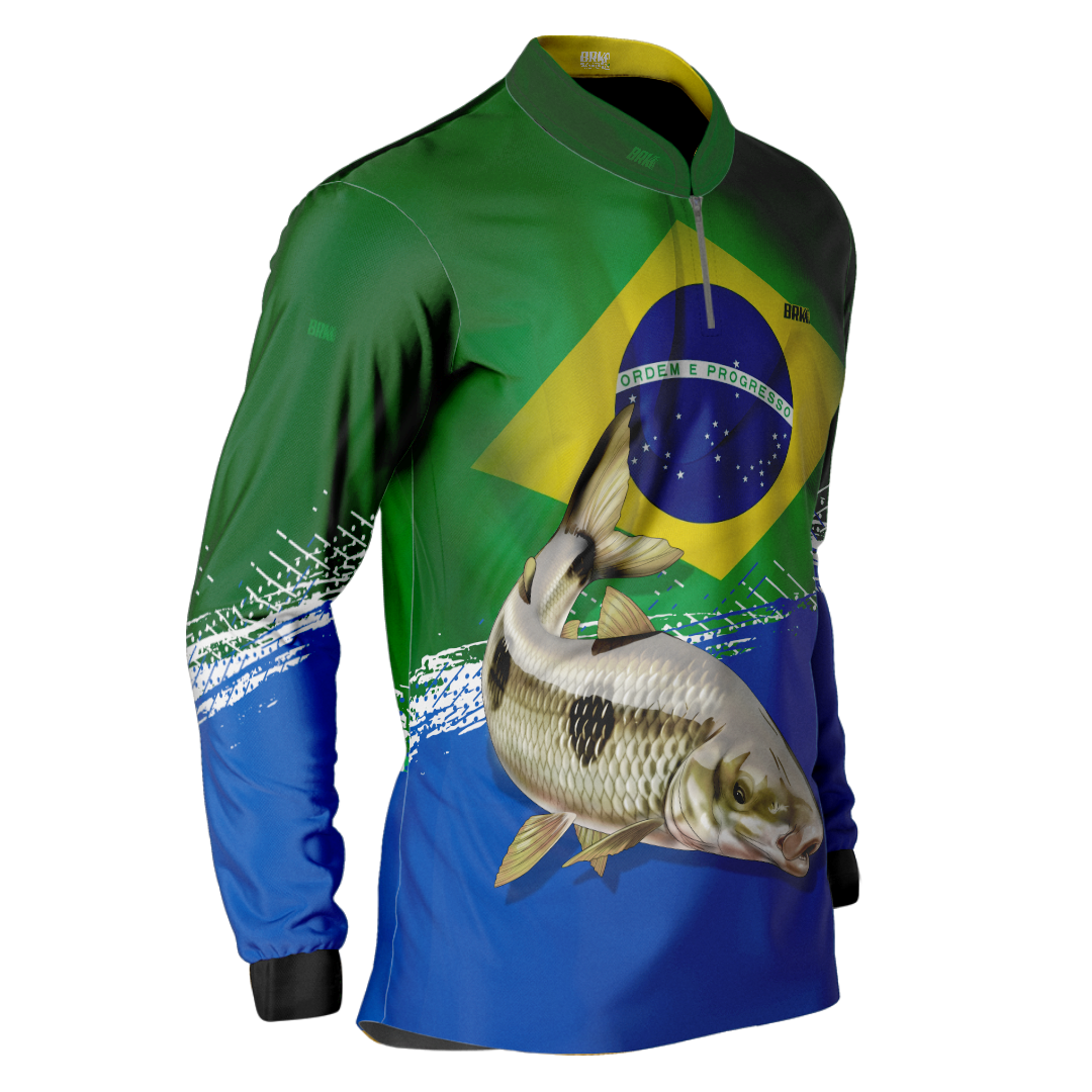 Camisa de Pesca Brk Peixe Piapara com Proteção Uv50+ - Tamanho: M