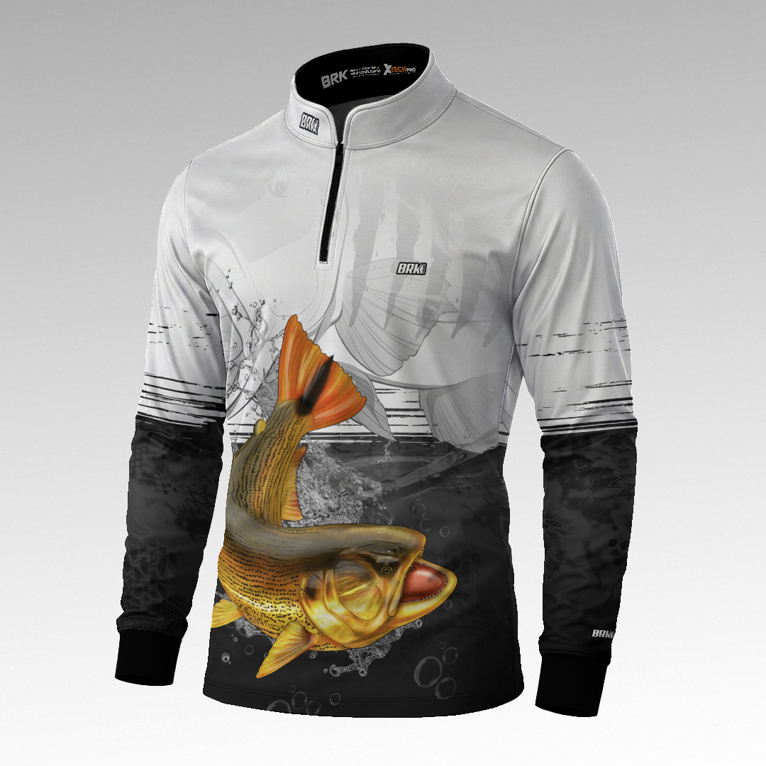 Camisa de Pesca Brk Dourado com Proteção Uv50+ - Tamanho: M