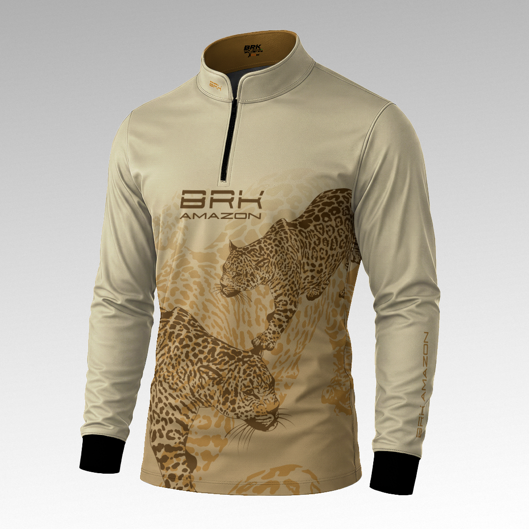 Camisa de Pesca Brk Amazon Onca Bege com Proteção Uv50+ - Tamanho: M