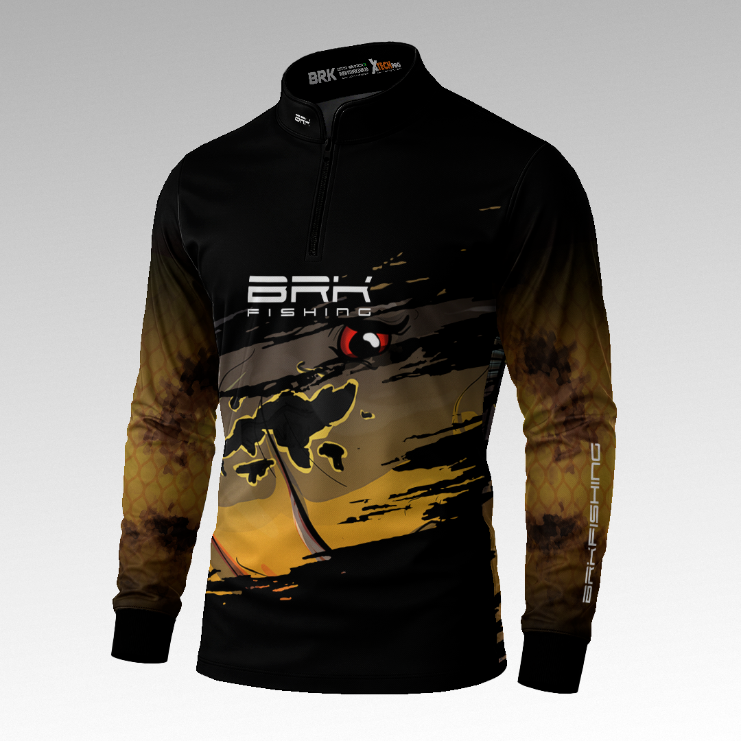 Camisa de Pesca Preta Brk Tucunare Açu com Proteção Uv50+ - Tamanho: P