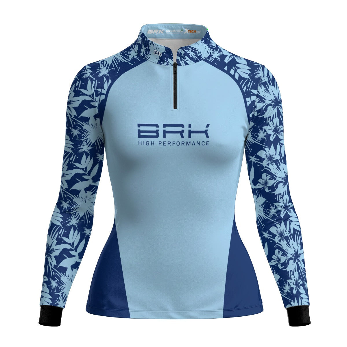 Camisa de Pesca Feminina Brk Básica Floral Azul Claro com Proteção UV50+