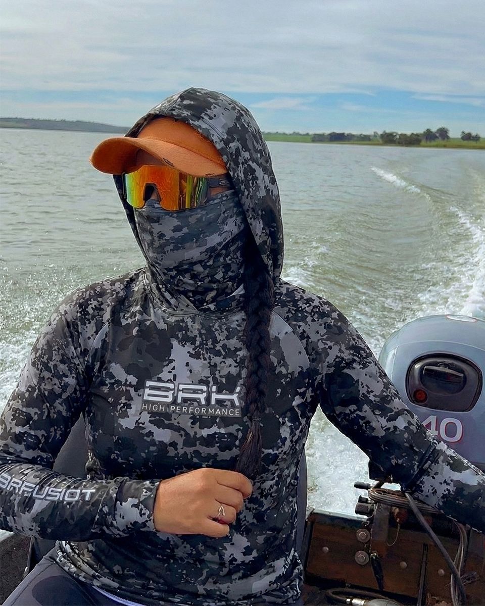 Camisa FusionX Feminina  Brk Fishing Preto com Proteção UV50+