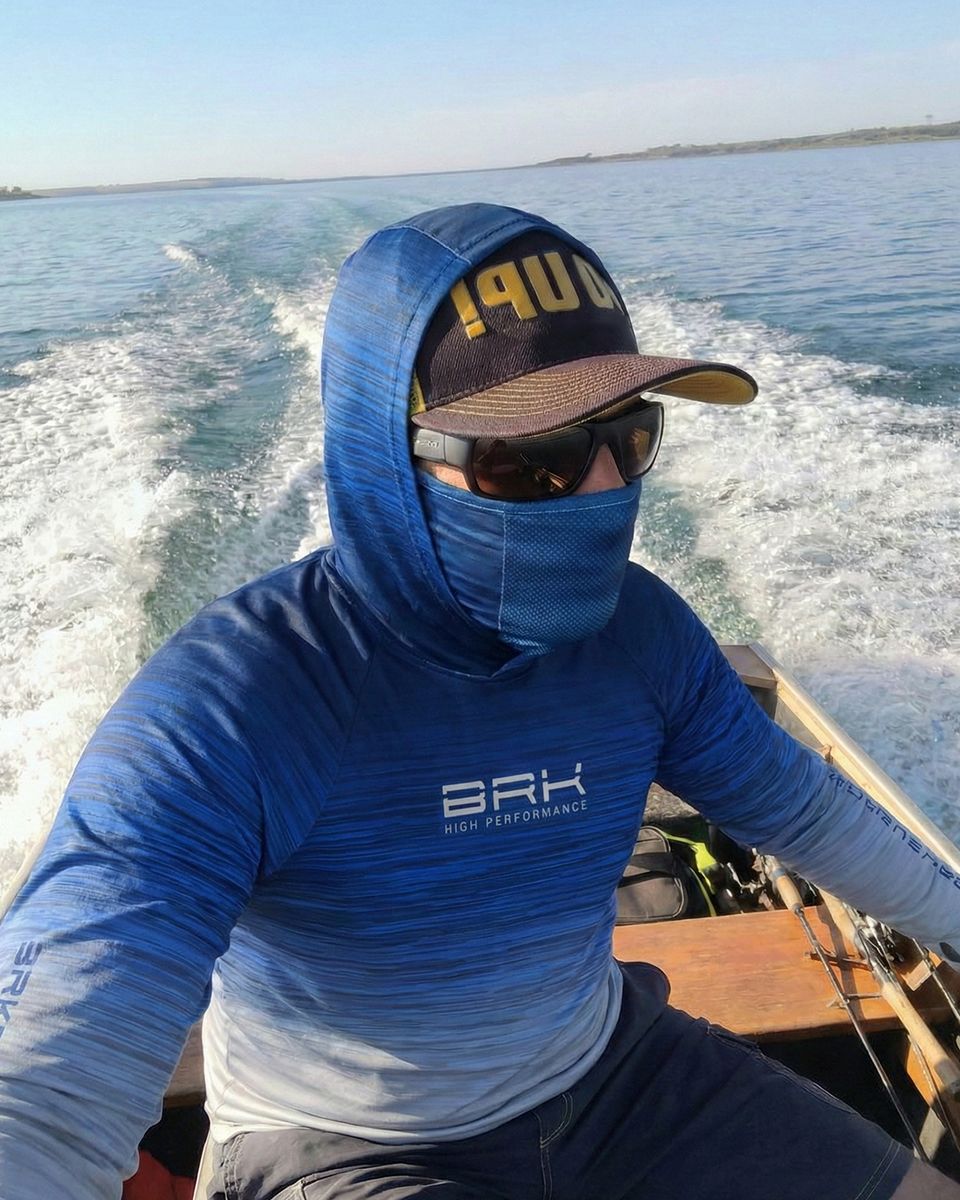 Camisa FusionX Brk Fishing Ruido Azul Branco com Proteção UV50+