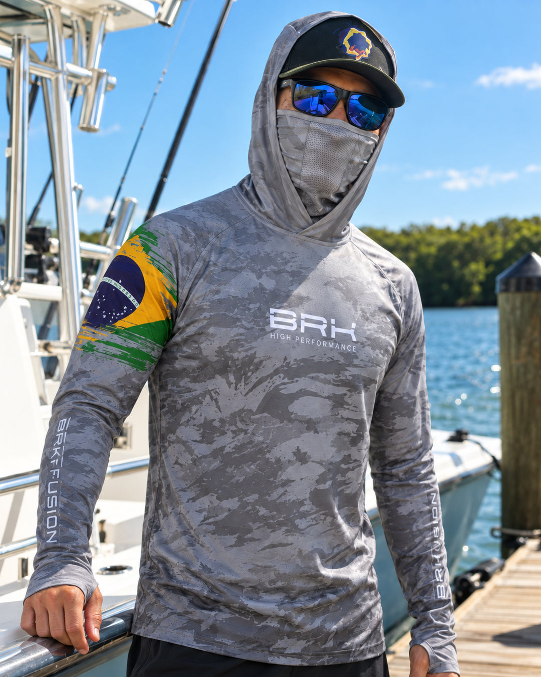 Camisa FusionX Brk Fishing Brasil Militar Cinza