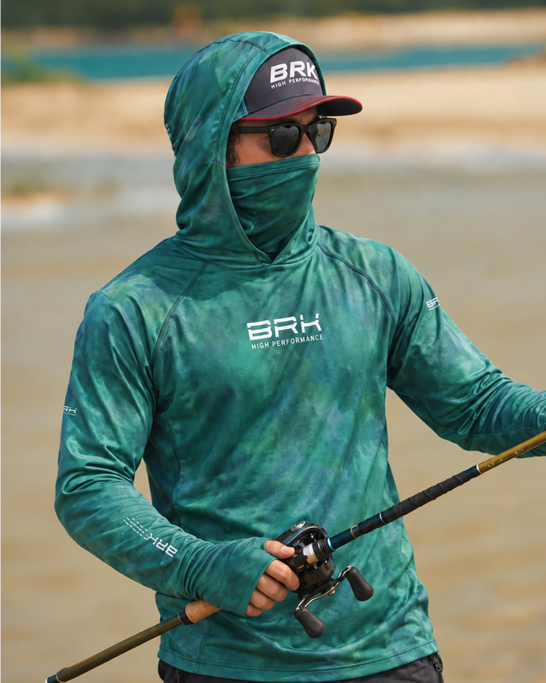 Camisa FusionX Brk Verde Esmeralda Mescla com Proteção UV50+