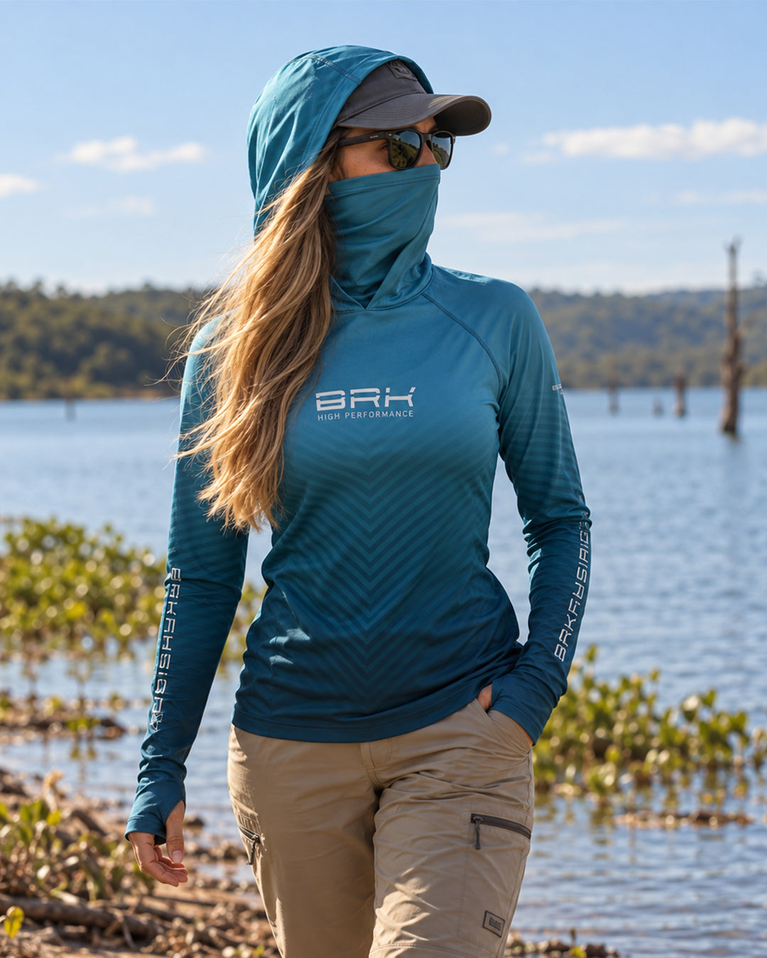 Camisa FusionX Feminina Brk Azul Degradê Acqua com Proteção UV50+
