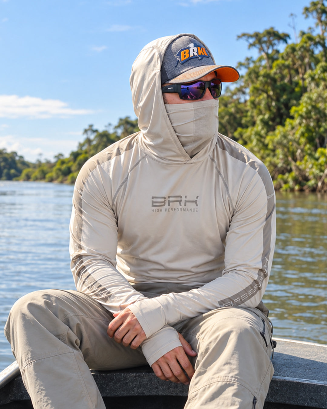 Camisa FusionX Brk Off White com Detalhes Cinza e Proteção UV50+