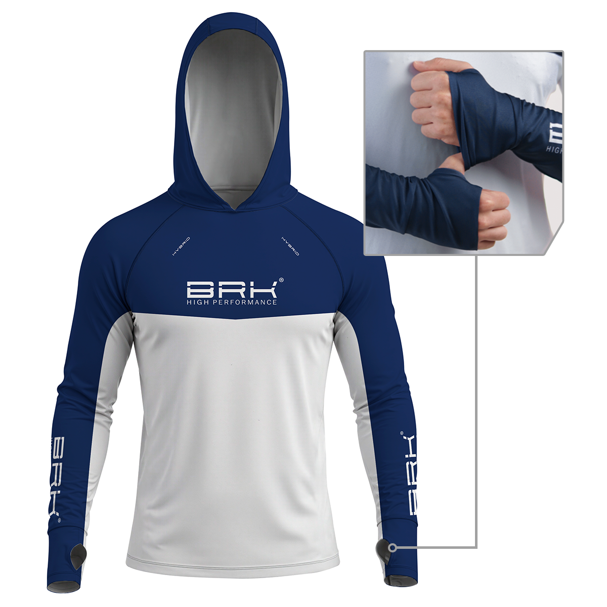 Camisa de Pesca Brk com Capuz Hybrid Blue Fishing com Proteção Solar UV50+ - Brk Fishing