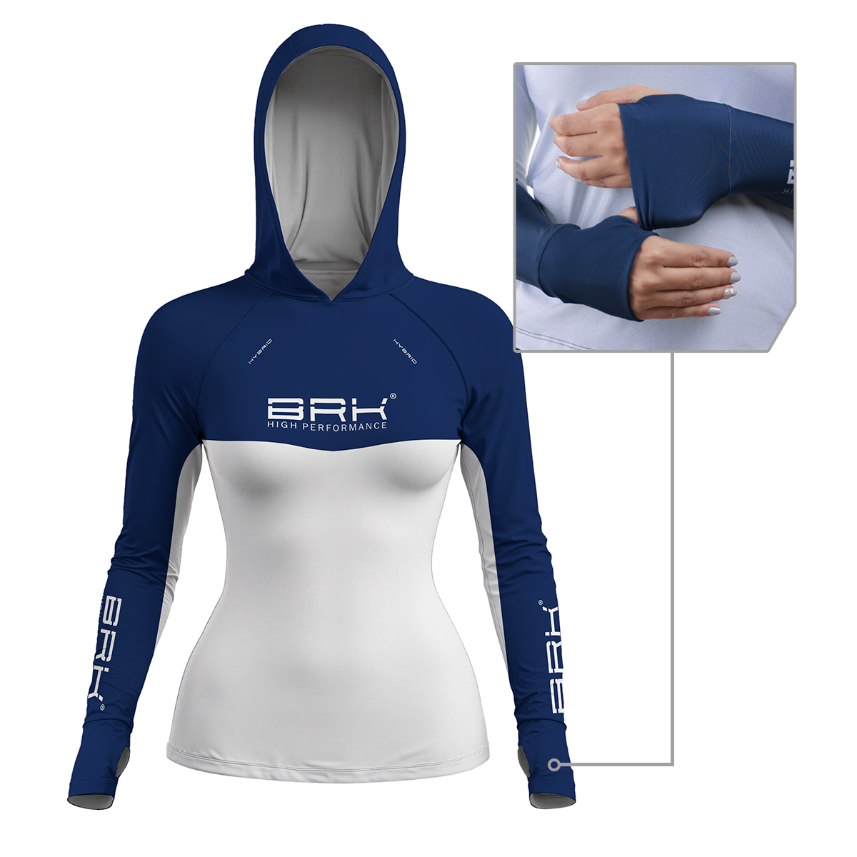 Camisa de Pesca Feminina Brk com Capuz Hybrid Blue Fishing com Proteção Solar UV50+ - Brk Fishing
