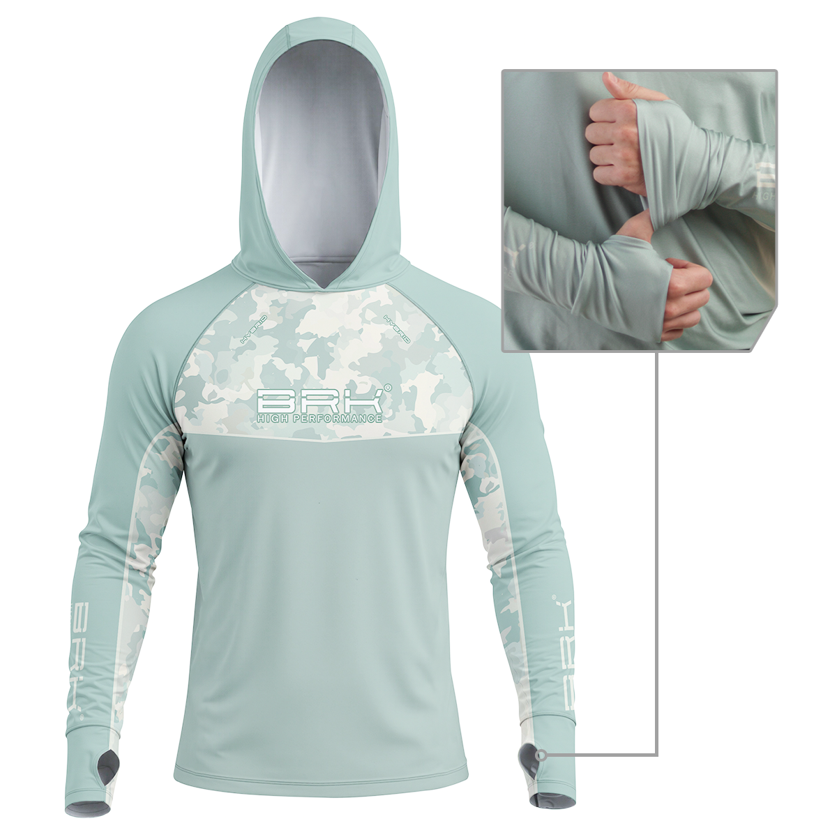 Camisa de Pesca Brk com Capuz Hybrid Camu Selva com Proteção Solar UV50+ - Brk Fishing