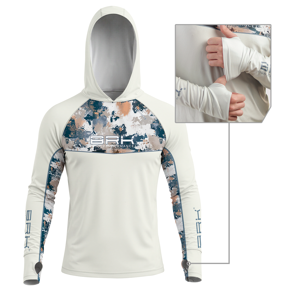 Camisa de Pesca Brk com Capuz Hybrid Camuflagem Fishing com Proteção Solar UV50+ - Brk Fishing