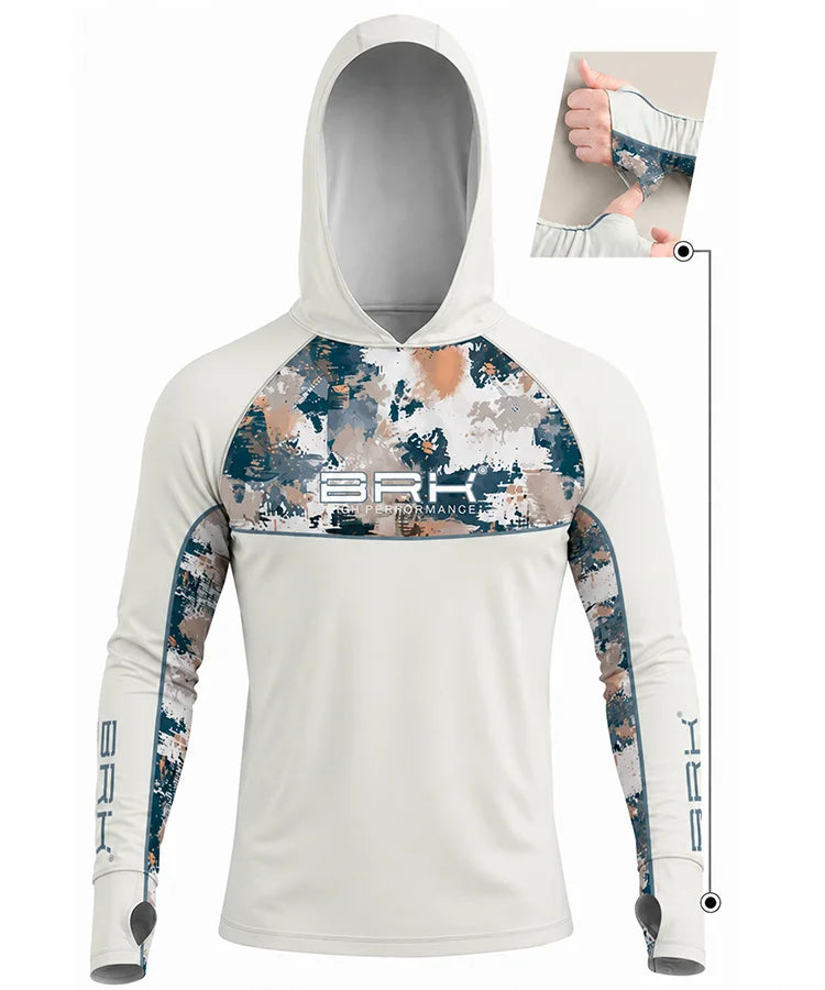 Camisa de Pesca Brk com Capuz Hybrid Camuflagem Fishing com Proteção Solar UV50+