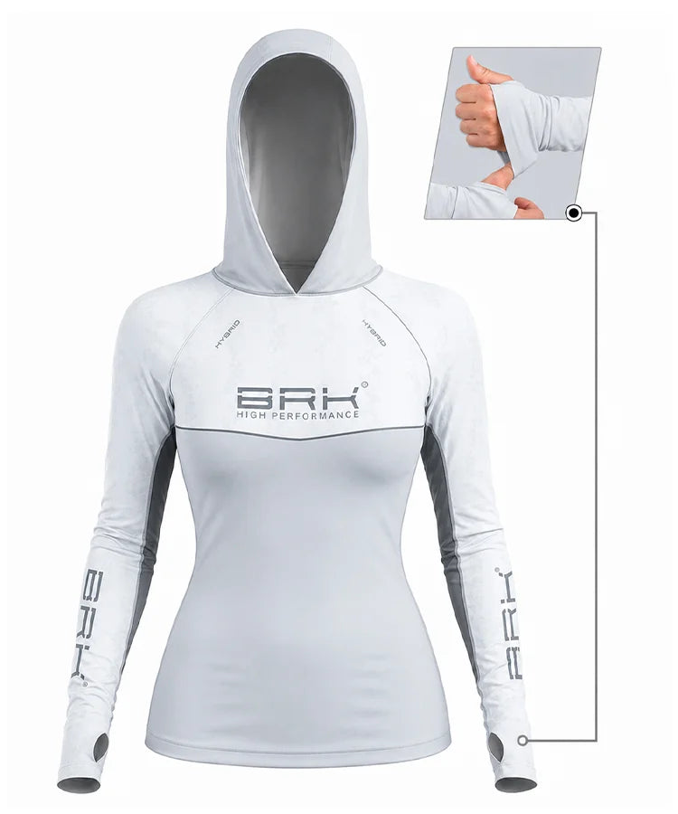 Camisa de Pesca Feminina Brk com Capuz Hybrid Maori Vicking com Proteção Solar UV50+