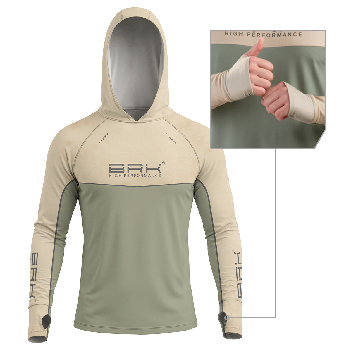 Camisa de Pesca Brk com Capuz Hybrid Luva Maps com Proteção Solar UV50+ - Brk Fishing