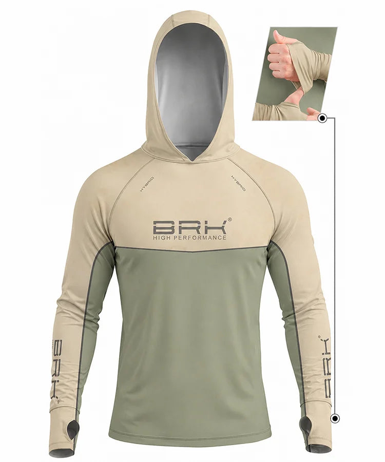 Camisa de Pesca Brk com Capuz Hybrid Luva Maps com Proteção Solar UV50+