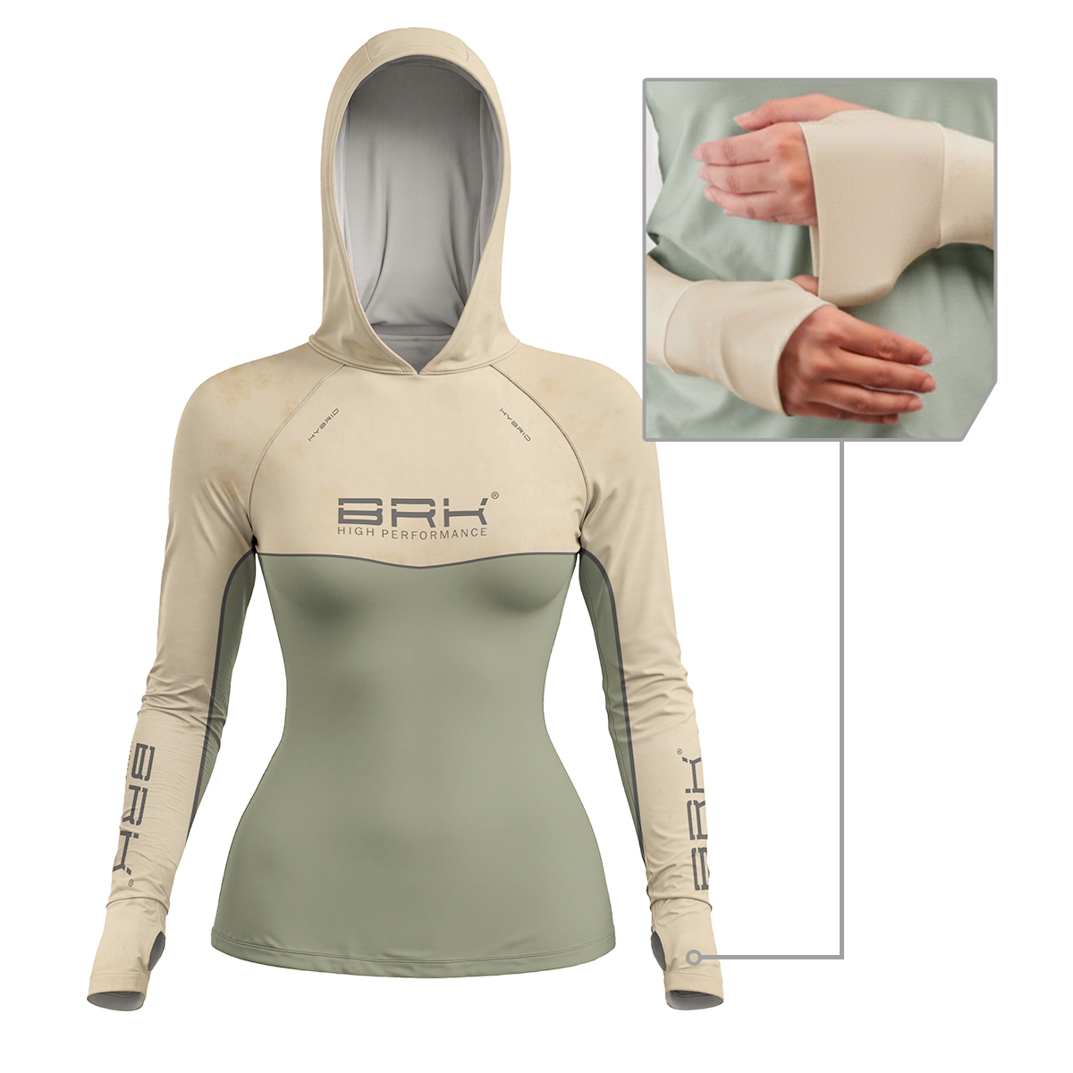 Camisa de Pesca Feminina Brk com Capuz Hybrid Luva Maps com Proteção Solar UV50+ - Brk Fishing