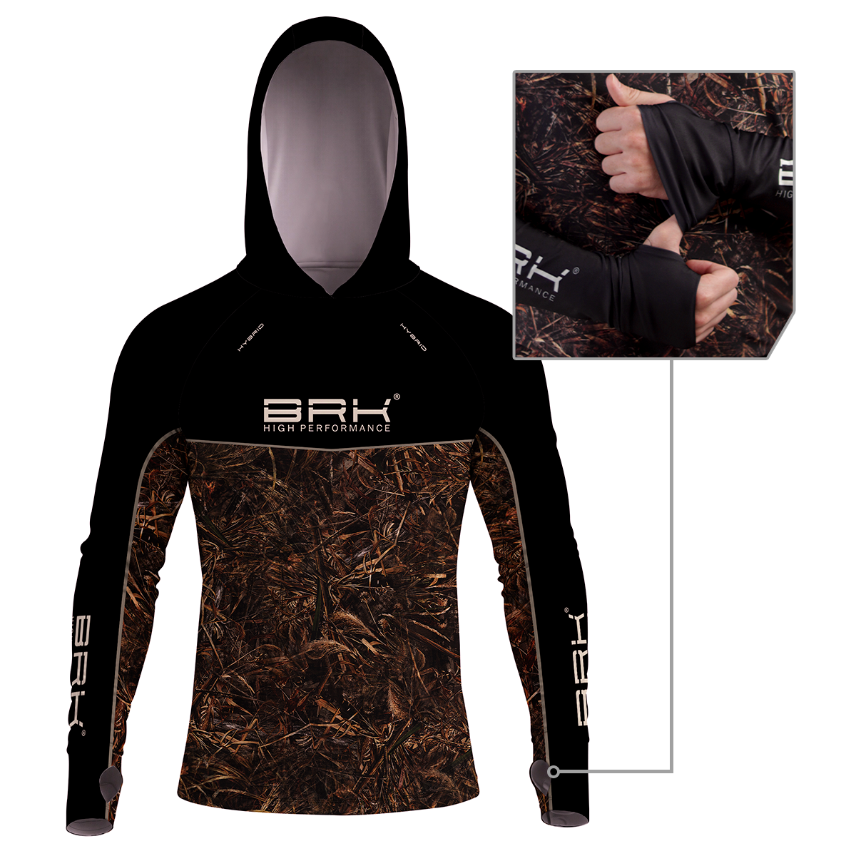 Camisa de Pesca Brk com Capuz Hybrid No Bait No Fishing com Proteção Solar UV50+ - Brk Fishing