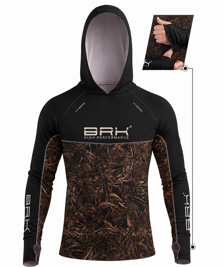Camisa de Pesca Brk com Capuz Hybrid No Bait No Fishing com Proteção Solar UV50+