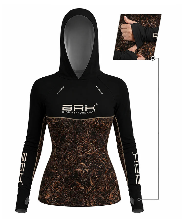 Camisa de Pesca Feminina Brk com Capuz Hybrid No Bait No Fishing com Proteção Solar UV50+