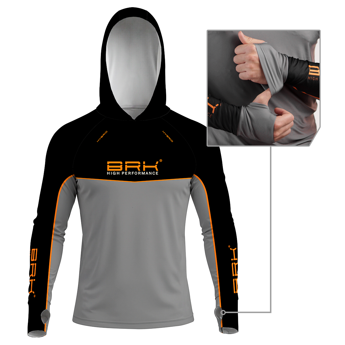 Camisa de Pesca Brk com Capuz Hybrid Real Preto Black Fishing com Proteção Solar UV50+ - Brk Fishing