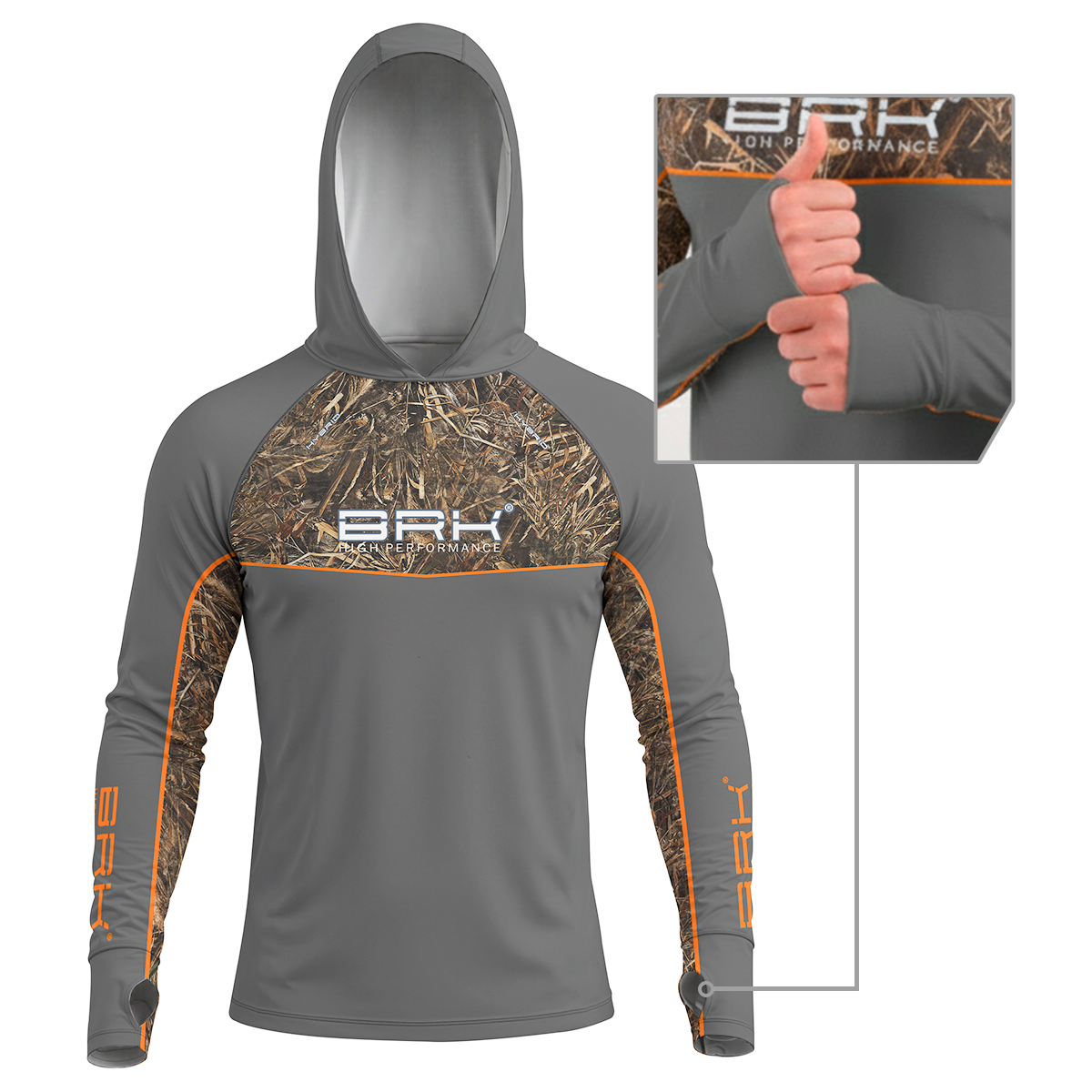 Camisa de Pesca Brk com Capuz Hybrid Real Tree Fishing com Proteção Solar UV50+ Brk Fishing