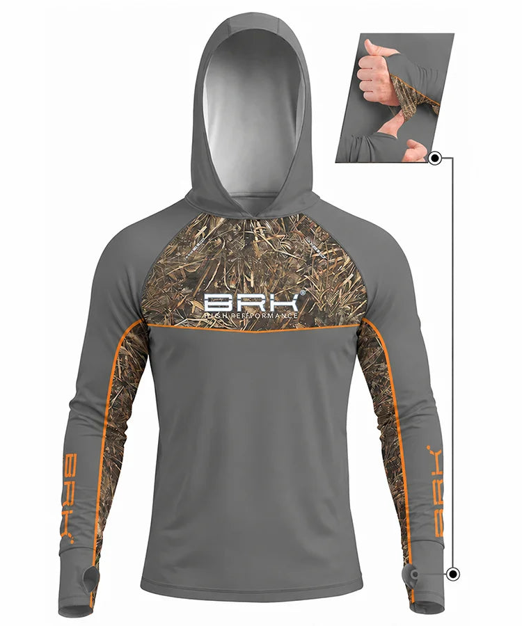 Camisa de Pesca Brk com Capuz Hybrid Real Tree Fishing com Proteção Solar UV50+