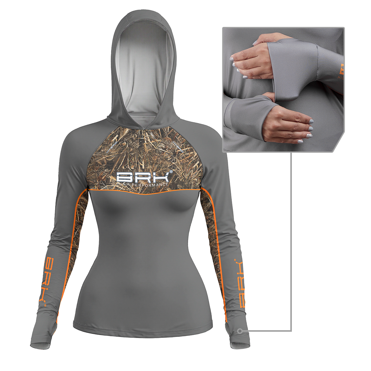 Camisa de Pesca Feminina Brk com Capuz Hybrid Real Tree Fishing com Proteção Solar UV50+ - Brk Fishing