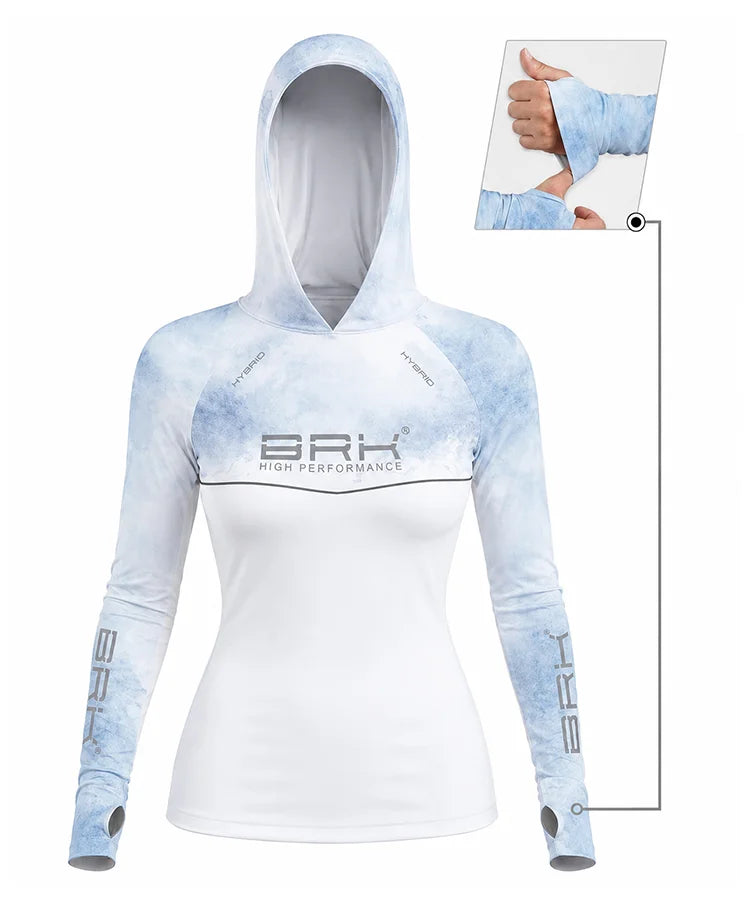 Camisa de Pesca Feminina Brk com Capuz Hybrid Snow com Proteção Solar UV50+