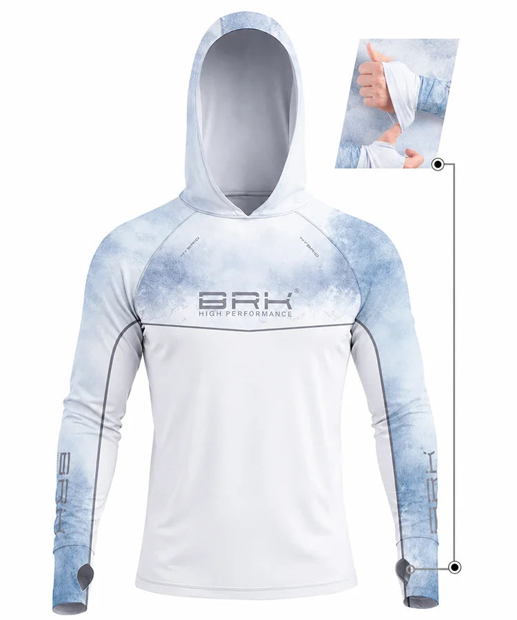 Camisa de Pesca Brk com Capuz Hybrid Snow com Proteção Solar UV50+