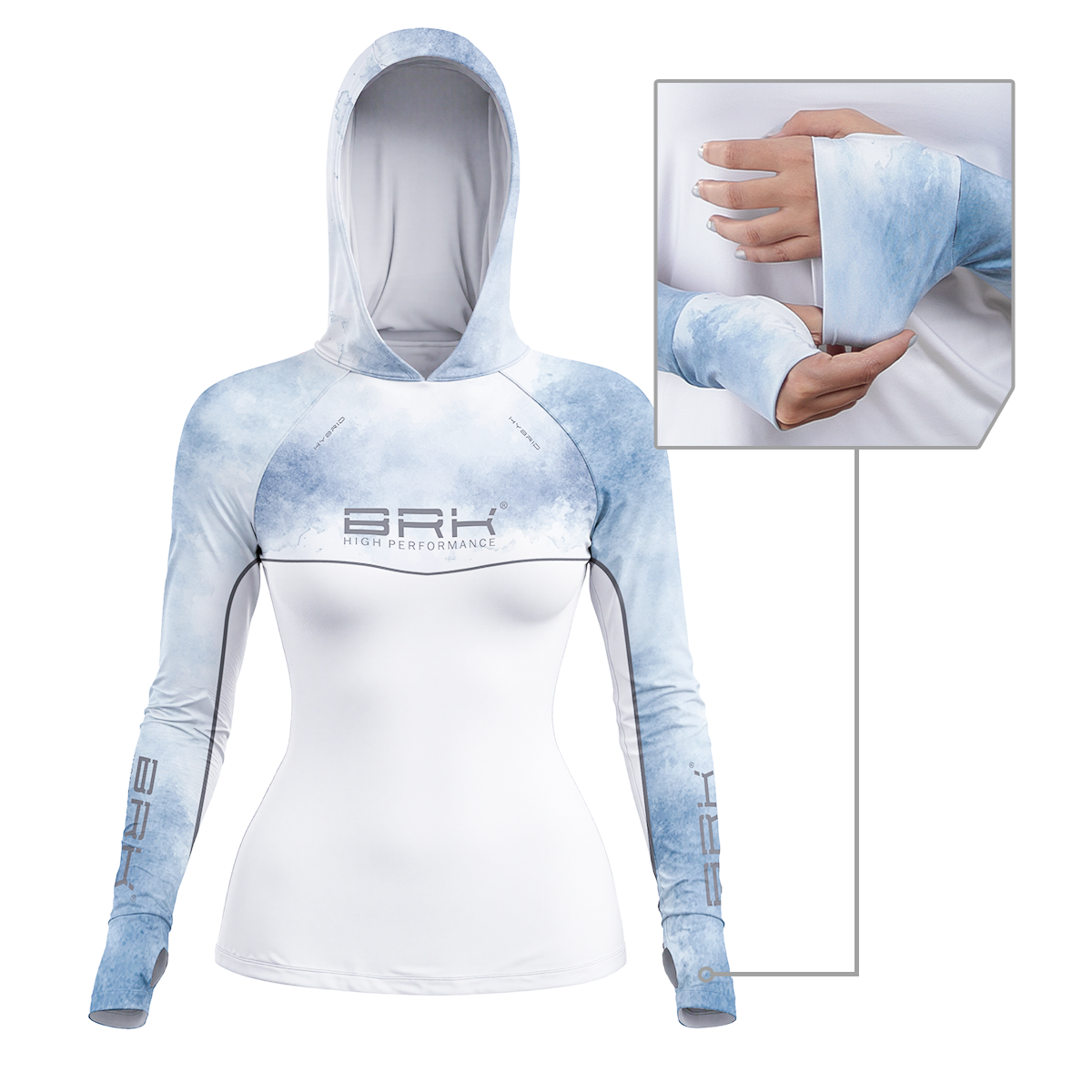 Camisa de Pesca Feminina Brk com Capuz Hybrid Snow com Proteção Solar UV50+ - Brk Fishing