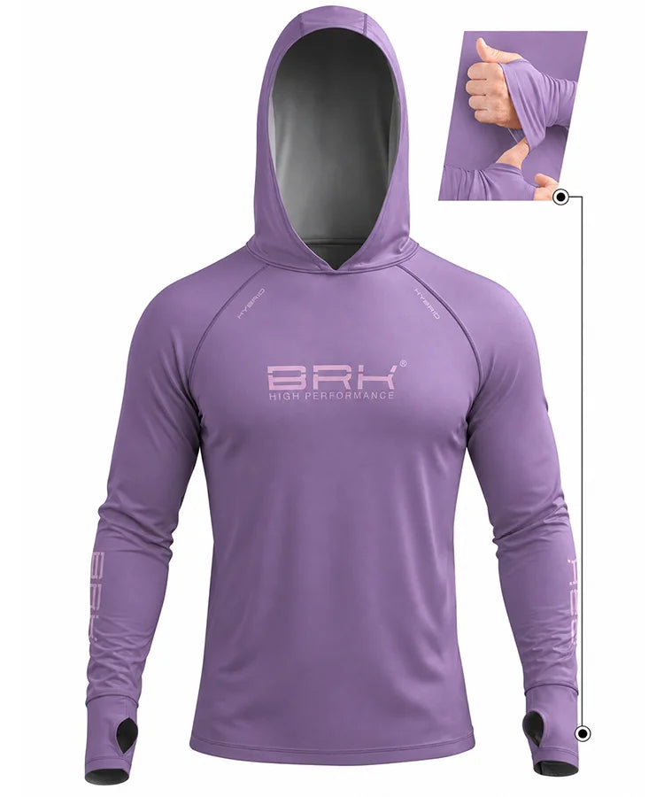 Camisa de Pesca Brk com Capuz Hybrid Roxo Liso com Proteção Solar UV50+