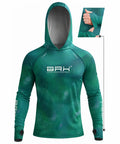 Camisa de Pesca Brk com Capuz Hybrid Verde Petróleo Degradê com Proteção Solar UV50+