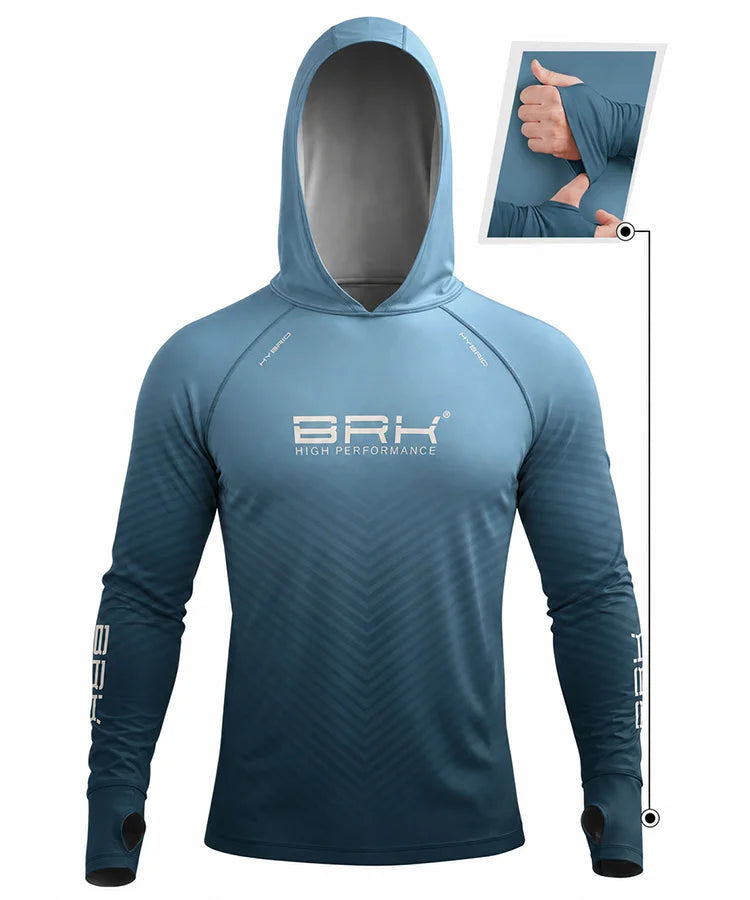 Camisa de Pesca Brk com Capuz Hybrid Azul Degradê com Proteção Solar UV50+