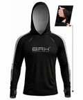 Camisa de Pesca Brk com Capuz Hybrid Preto com Cinza Fusion com Proteção Solar UV50+