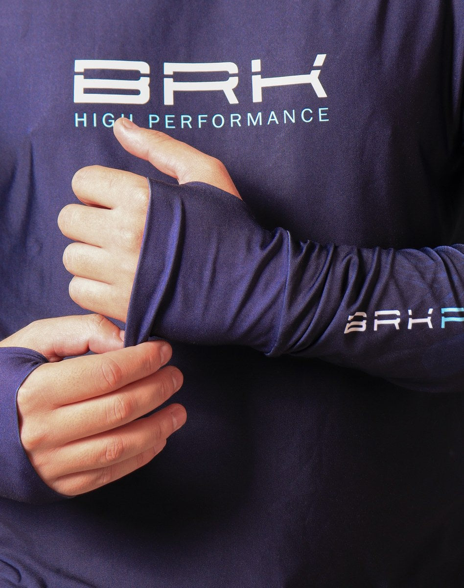 Camisa FusionX Brk Camo Distorções Azul com Capuz e Proteção UV50+ - Brk Fishing