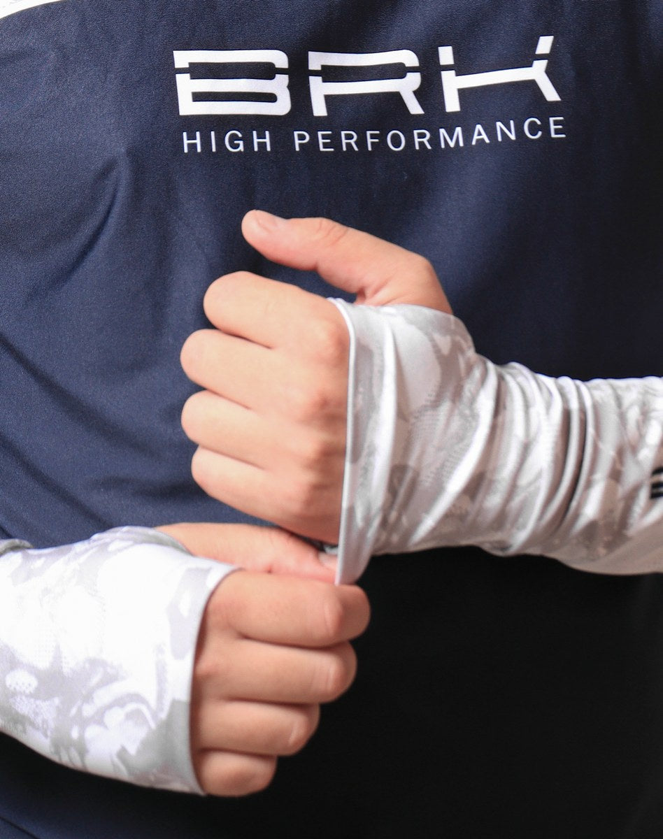 Camisa FusionX Brk Deep Camuflada Branco Azul com Capuz e Proteção UV50+ - Brk Fishing