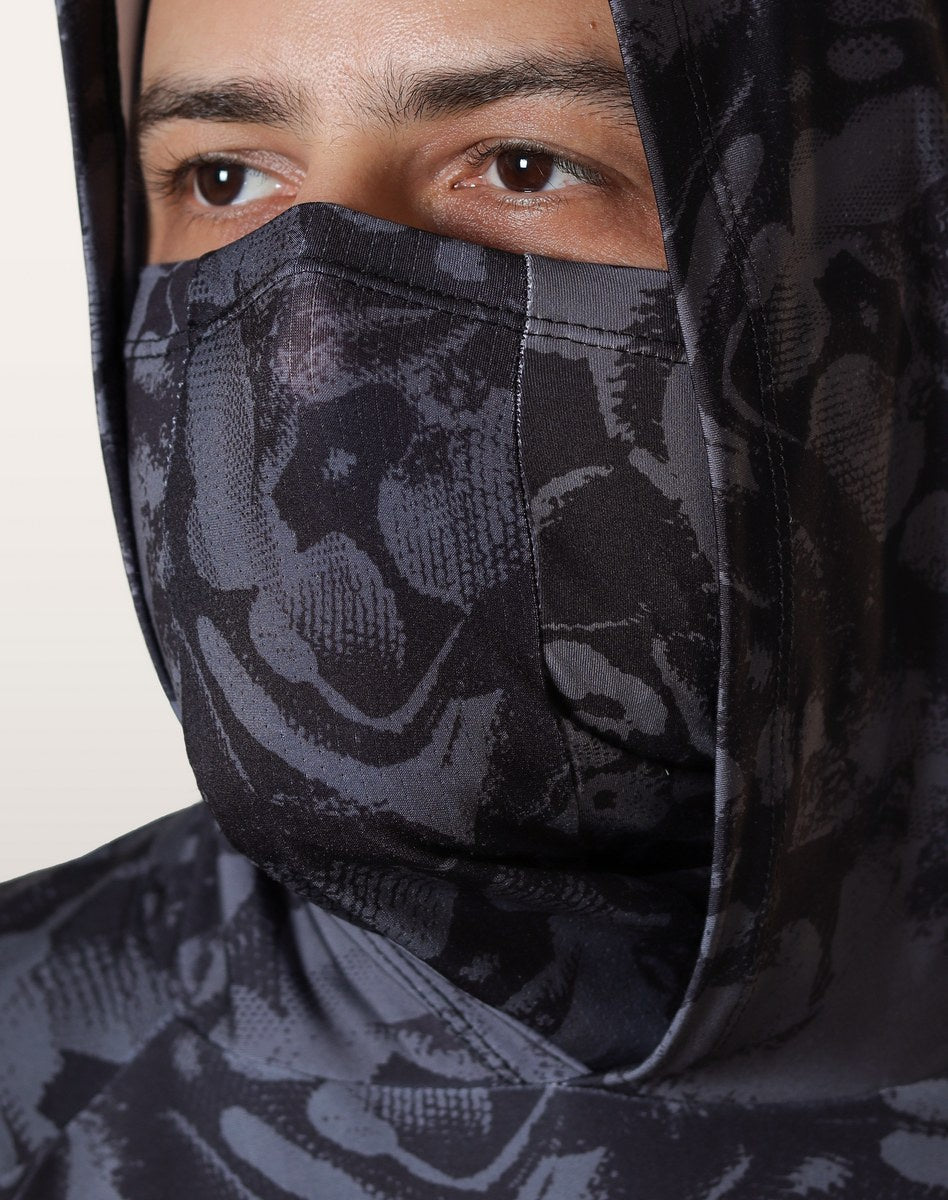 Camisa FusionX Brk Deep Camuflada Parcial Cinza com Capuz e Proteção UV50+ Envio Imediato Brk Fishing