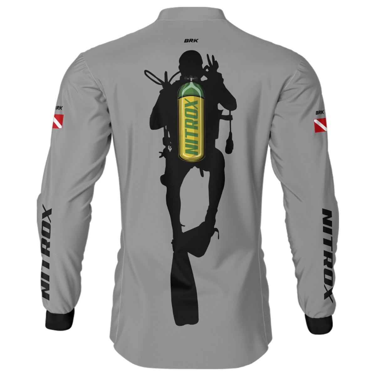 Camisa de Pesca Brk 'Dive Nitrox' Cinza com UV50+ - Brk Fishing