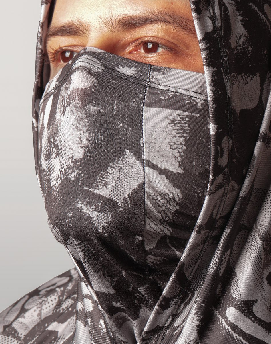 Camisa FusionX Brk Deep Cinza Camuflado com Capuz e Proteção UV50+ Brk Fishing