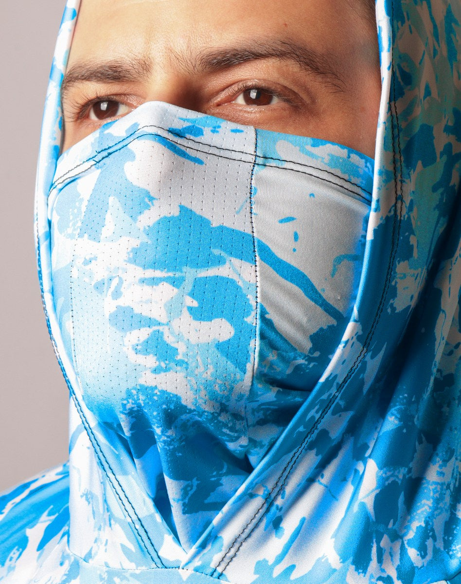 Camisa FusionX Brk Marine Azul Claro com Capuz e Proteção UV50+ - Brk Fishing