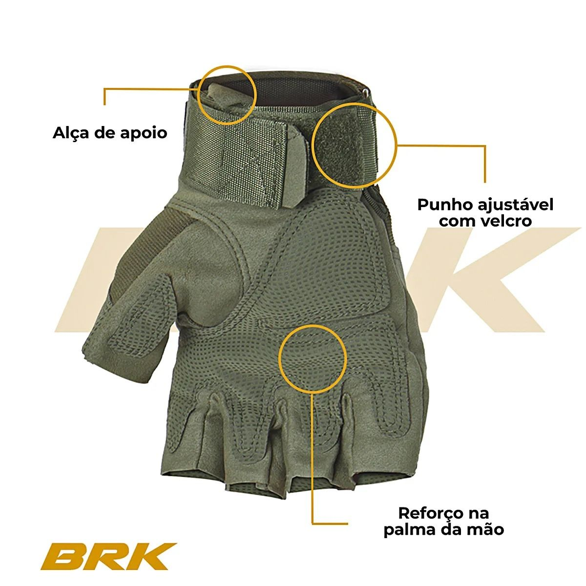 Luva Tática Meio Dedo Dorsal Brk Fishing