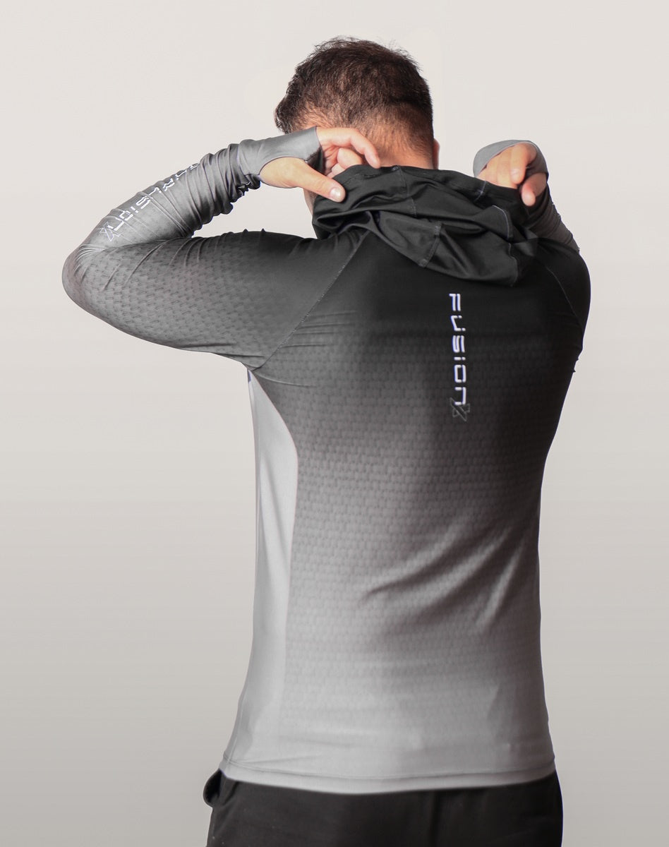 Camisa FusionX Brk Clean Preto Lisa com Capuz e Proteção UV50+ - Brk Fishing